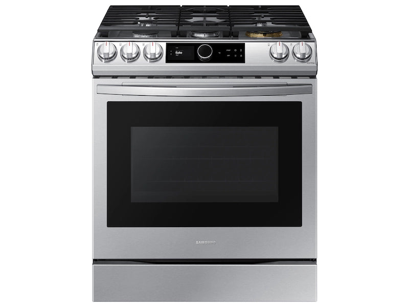 Bespoke Smart Slide-in Gas Range 6.0 cu. ft. with Smart Dial, Air Fry & Wi-Fi in White Glass
