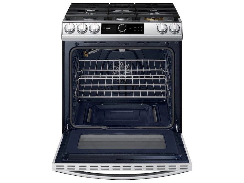 Bespoke Smart Slide-in Gas Range 6.0 cu. ft. with Smart Dial, Air Fry & Wi-Fi in White Glass