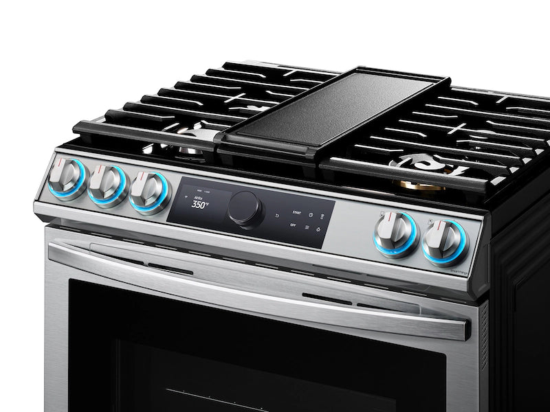 Bespoke Smart Slide-in Gas Range 6.0 cu. ft. with Smart Dial, Air Fry & Wi-Fi in White Glass