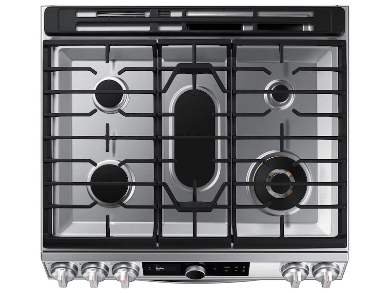 Bespoke Smart Slide-in Gas Range 6.0 cu. ft. with Smart Dial, Air Fry & Wi-Fi in White Glass