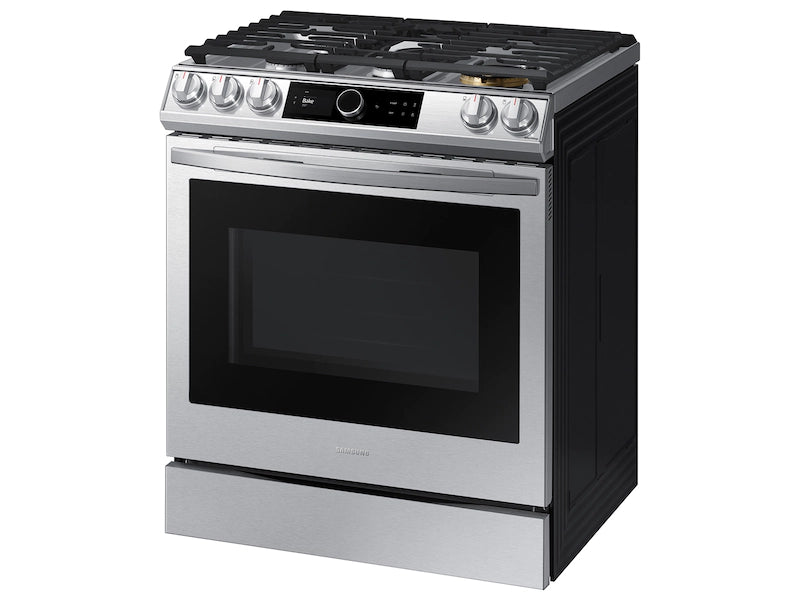 Bespoke Smart Slide-in Gas Range 6.0 cu. ft. with Smart Dial, Air Fry & Wi-Fi in White Glass