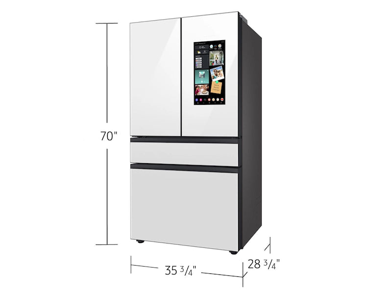 Bespoke Counter Depth 4-Door French Door Refrigerator (23 cu. ft.) with Family Hub™ in White Glass