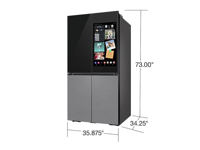 Bespoke 4-Door Flex™ Refrigerator (29 cu. ft.) with Family Hub™+ in Charcoal Glass Top and Stainless Steel Bottom Panels