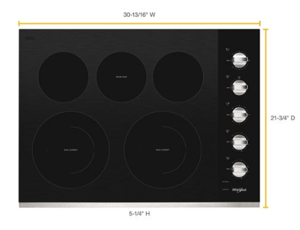 30-inch Electric Ceramic Glass Cooktop with Two Dual Radiant Elements