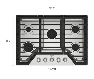 30-inch Gas Cooktop with Fifth Burner