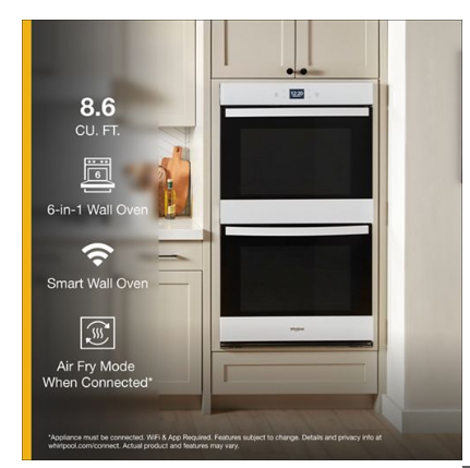 8.6 Total Cu. Ft. Double Wall Oven with Air Fry When Connected