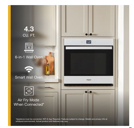 -4.3 Cu. Ft. Single Wall Oven with Air Fry When Connected