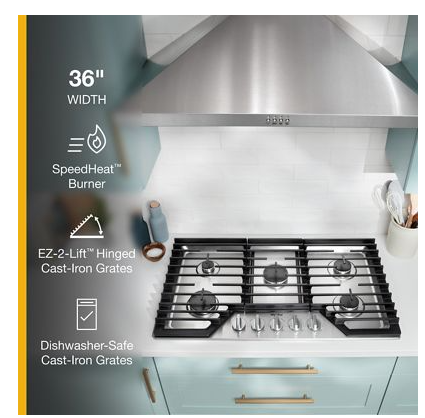 36-inch Gas Cooktop with EZ-2-Lift™ Hinged Cast-Iron Grates