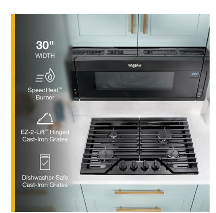 30-inch Gas Cooktop with EZ-2-Lift™ Hinged Cast-Iron Grates