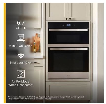 5.7 Total Cu. Ft. Combo Wall Oven with Air Fry When Connected