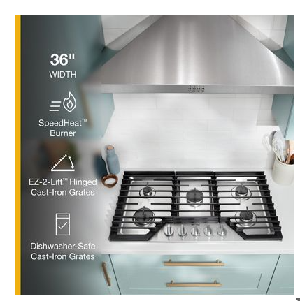 36-inch Gas Cooktop with EZ-2-Lift™ Hinged Cast-Iron Grates