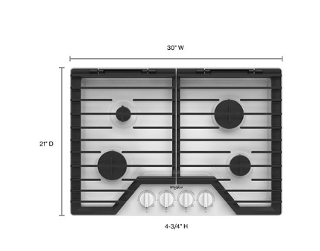 30-inch Gas Cooktop with EZ-2-Lift™ Hinged Cast-Iron Grates