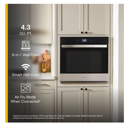-4.3 Cu. Ft. Single Wall Oven with Air Fry When Connected