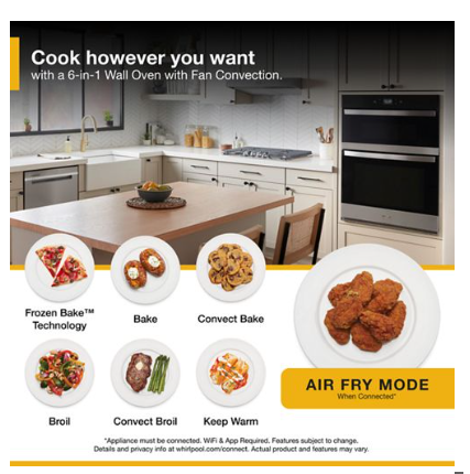 5.7 Total Cu. Ft. Combo Wall Oven with Air Fry When Connected