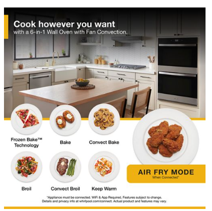8.6 Total Cu. Ft. Double Wall Oven with Air Fry When Connected