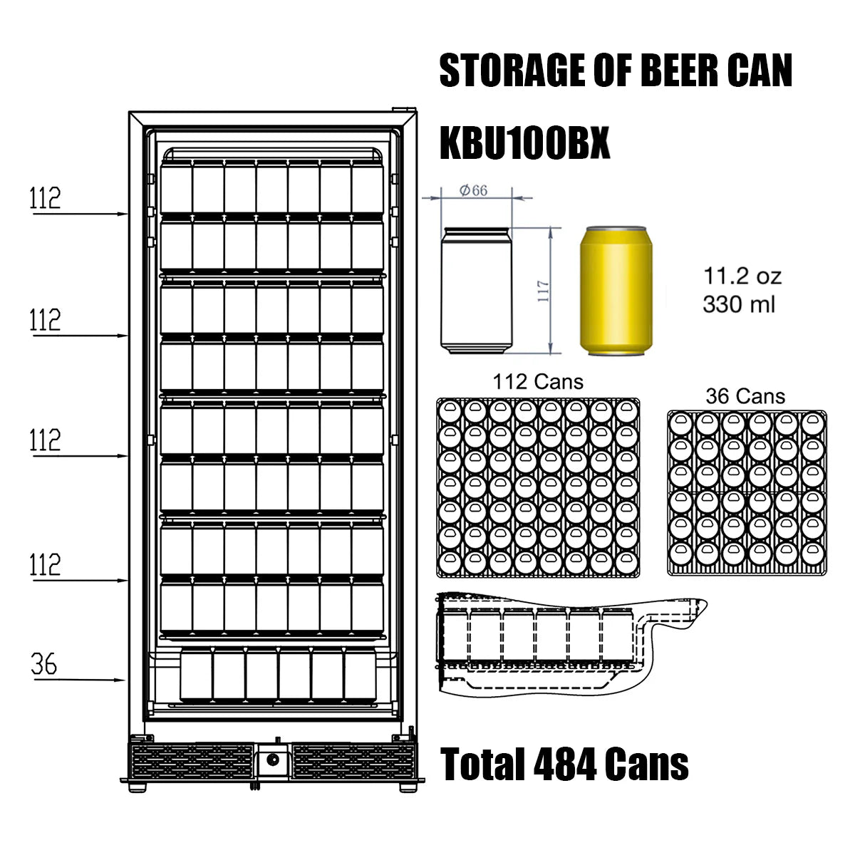 KingsBottle 56" Upright Wine And Beverage Refrigerator Combo With Glass Door WINE AND BEER COMBO KBU100BW2-SS