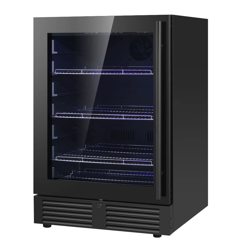 KingsBottle 24 Inch Under Counter LOW-E Glass Door Beer Fridge Beverage Fridge  KBU145BX-FG KBU145BX-SS