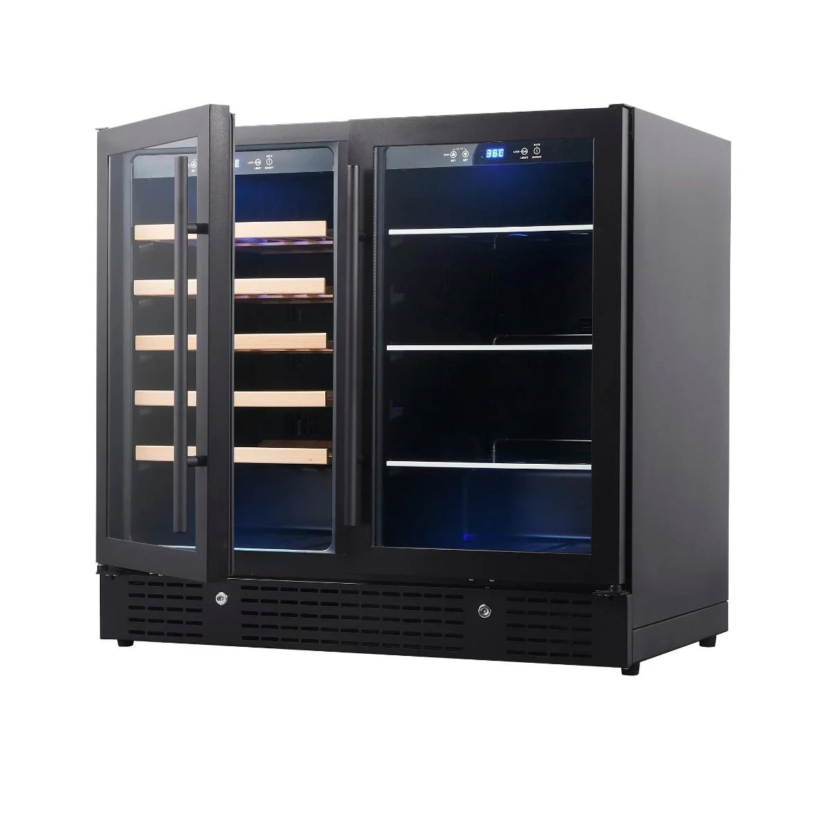 KingsBottle 36" Beer and Wine Cooler Combination with Low-E Glass Door KBU190BW-BLK KBU190BW-SS