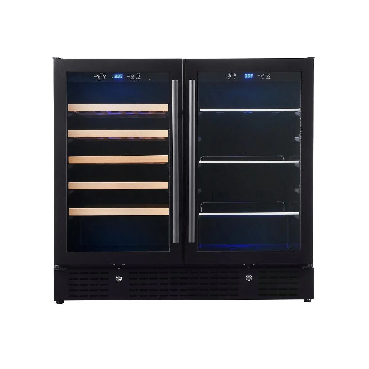 KingsBottle 36" Beer and Wine Cooler Combination with Low-E Glass Door KBU190BW-BLK KBU190BW-SS