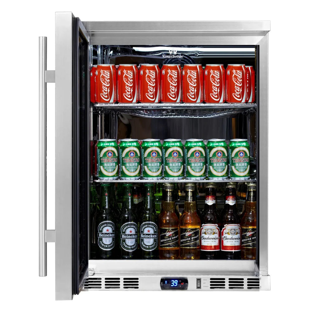 KingsBottle 24 Inch Outdoor Beer Fridge Cooler Stainless Steel Beverage Fridge KBU55ASD LHH KBU55ASD RHH