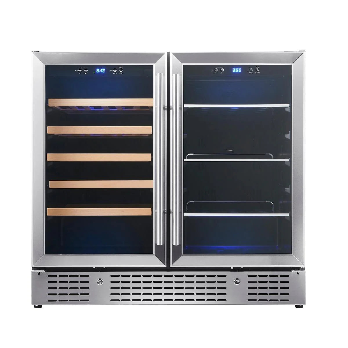 KingsBottle 36" Beer and Wine Cooler Combination with Low-E Glass Door KBU190BW-BLK KBU190BW-SS