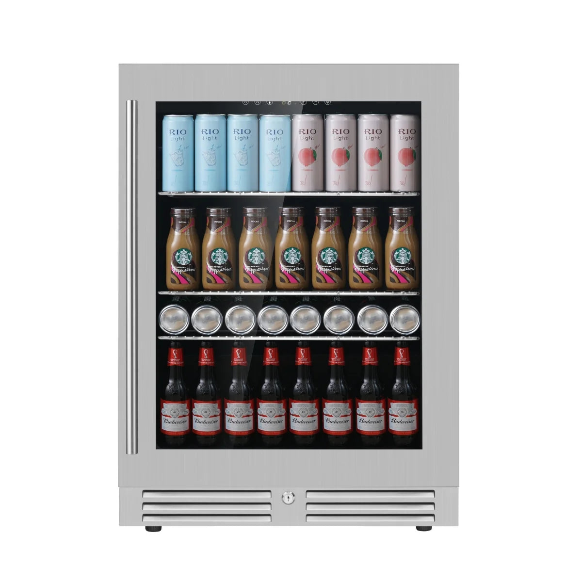 KingsBottle 24 Inch Under Counter LOW-E Glass Door Beer Fridge Beverage Fridge  KBU145BX-FG KBU145BX-SS