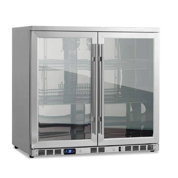 KingsBottle 36 Inch Heating Glass 2 Door Built In Beverage Fridge Beverage Fridge  KBU56M