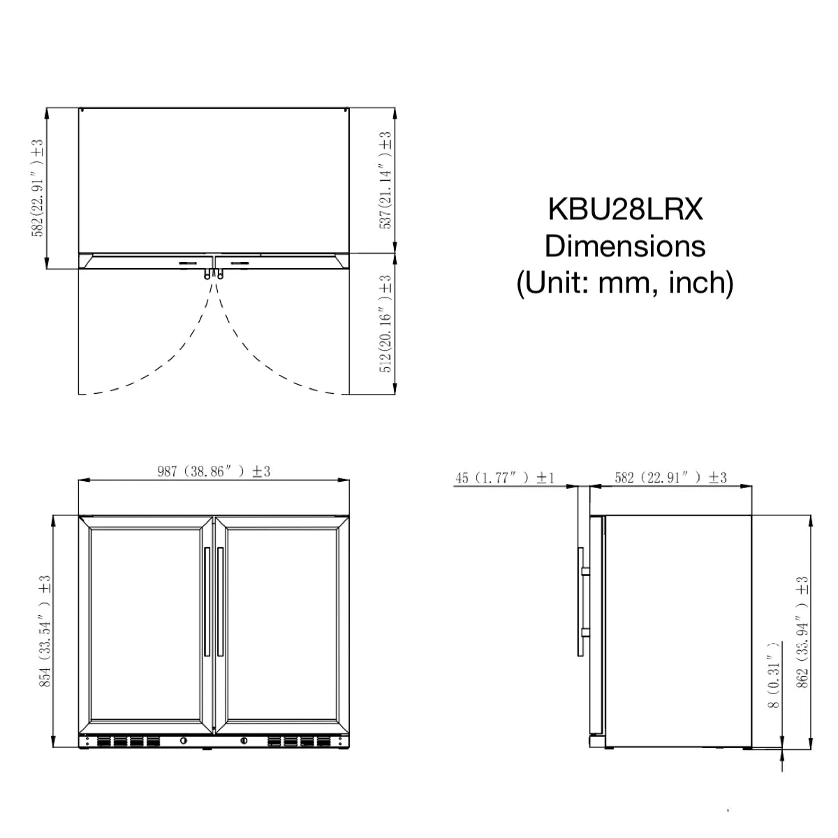 KingsBottle 39 Inch Under Counter Wine And Beer Fridge Combo KBU28LRX-BLK KBU28LRX-SS Beverage Fridge