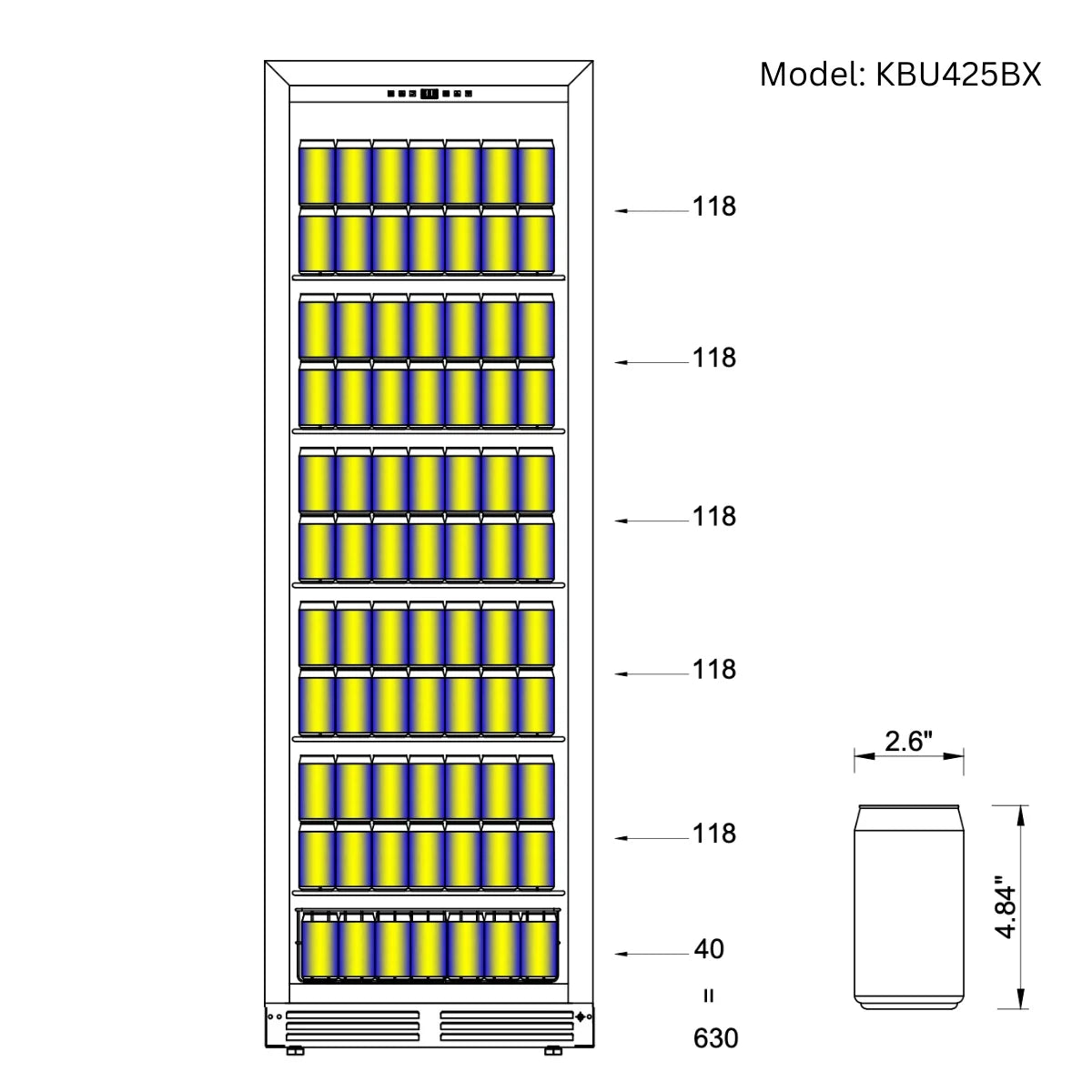 KingsBottle Large Beverage Refrigerator With Low-E Glass Door Beverage Fridge  KBU425BX-FG KBU425BX-SS