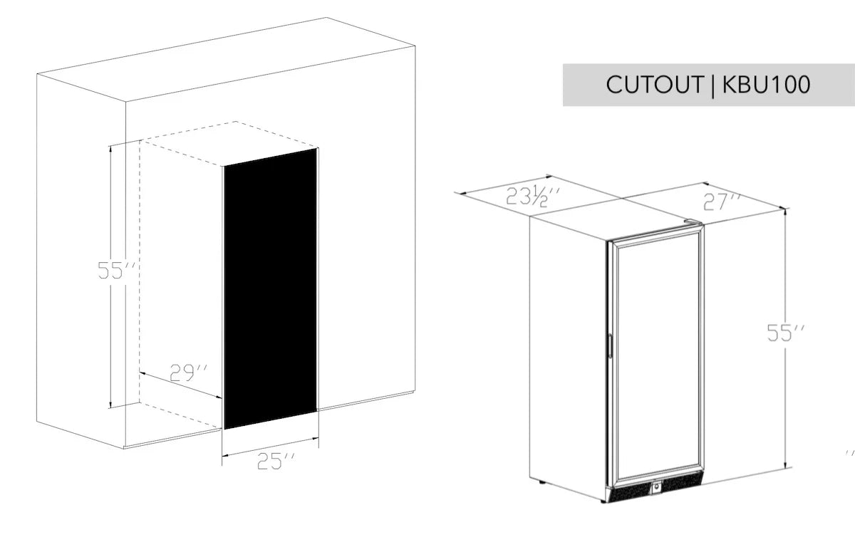 KingsBottle 56" Tall Beverage Fridge Center Freestanding Beverage Fridge   KBU100BX-SS LHH KBU100BX-SS RHH