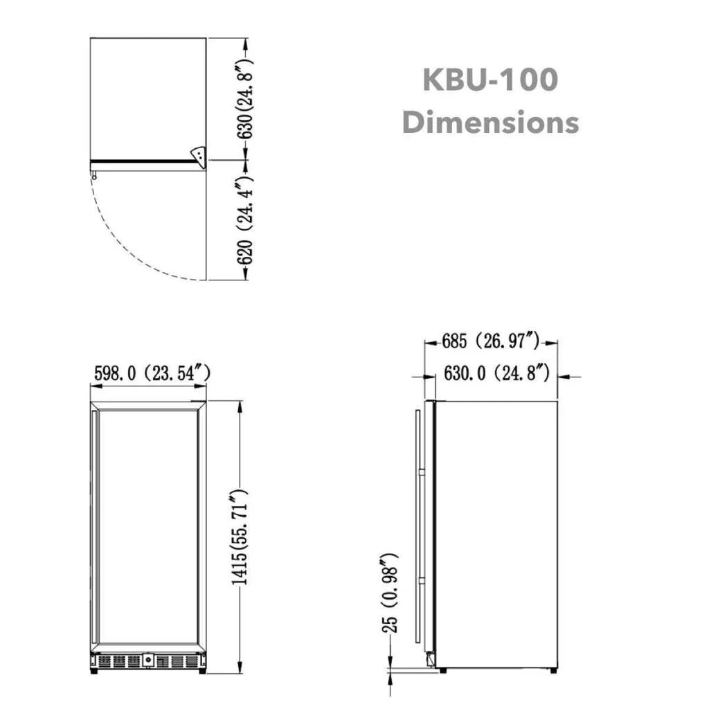 Kings Bottle 100 Bottle Kitchen Wine Refrigerator Freestanding Wine Refrigerator KBU100WX-SS LHH  KBU100WX-SS RHH