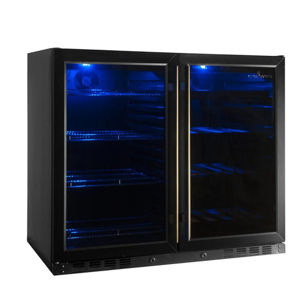 KingsBottle 39 Inch Under Counter Wine And Beer Fridge Combo KBU28LRX-BLK KBU28LRX-SS Beverage Fridge