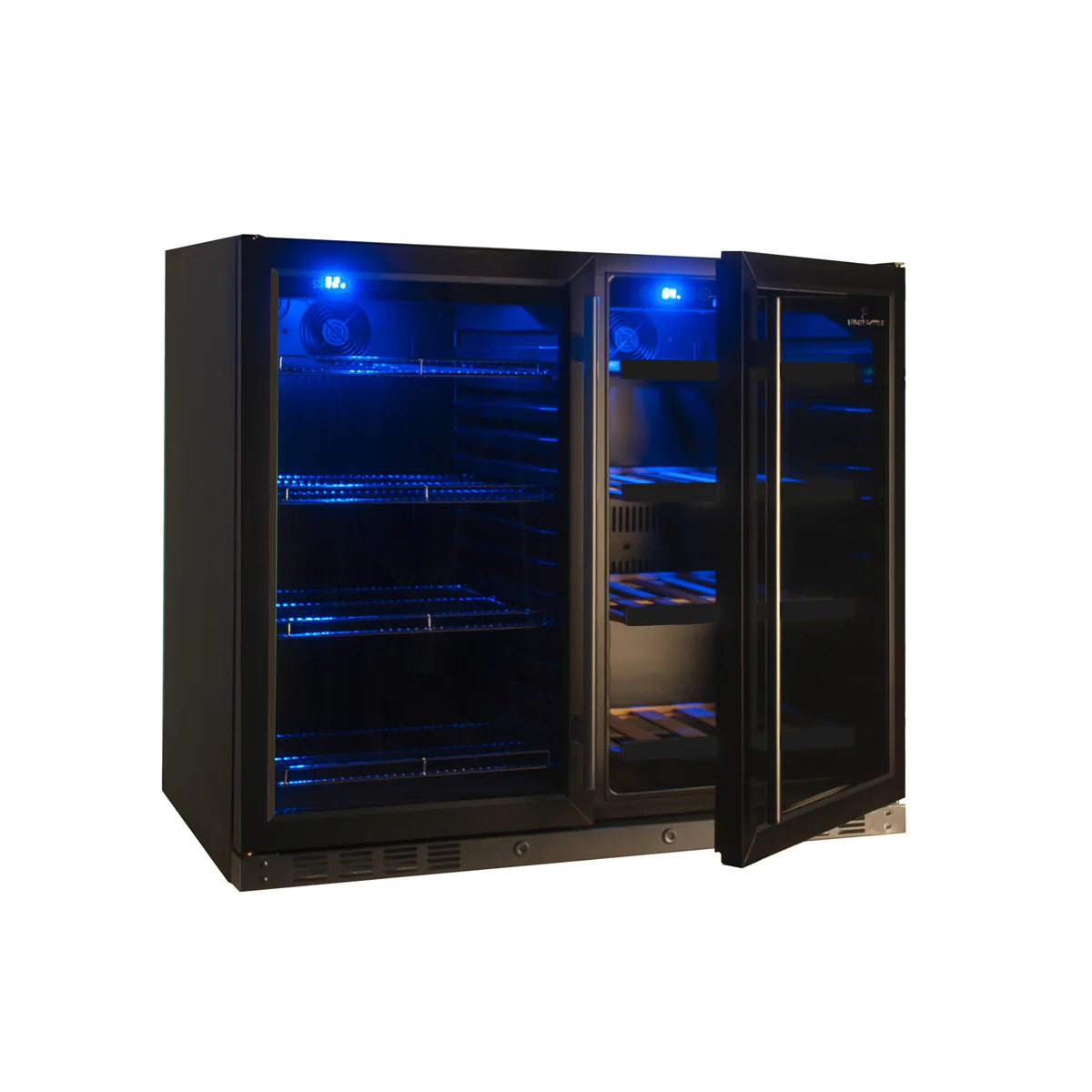 KingsBottle 39 Inch Under Counter Wine And Beer Fridge Combo KBU28LRX-BLK KBU28LRX-SS Beverage Fridge