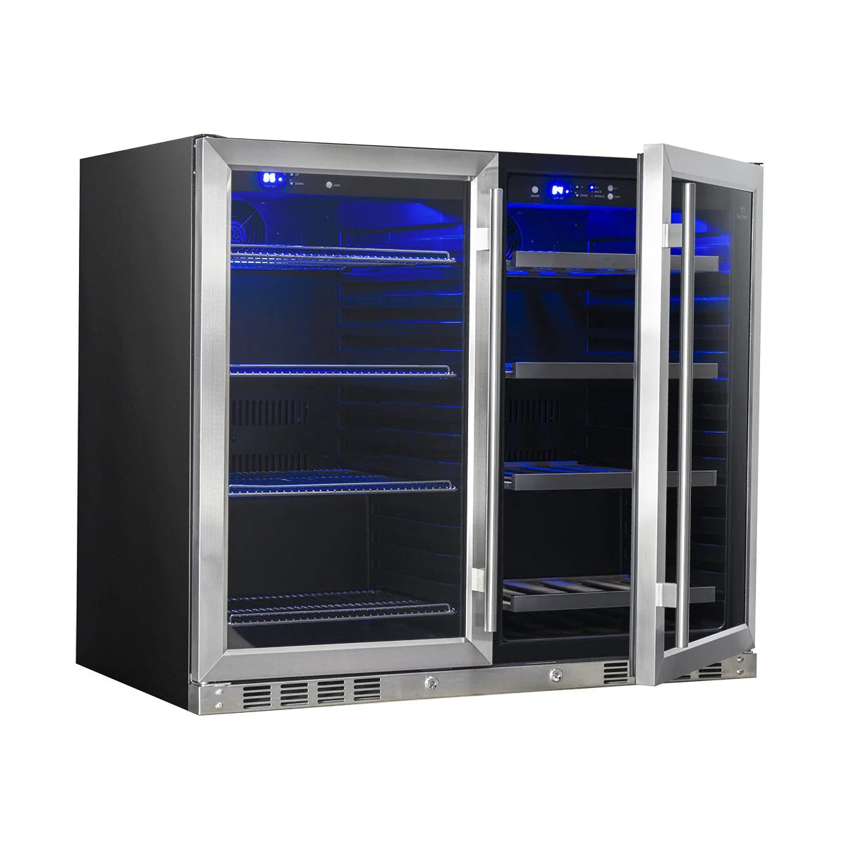 KingsBottle 39 Inch Under Counter Wine And Beer Fridge Combo KBU28LRX-BLK KBU28LRX-SS Beverage Fridge
