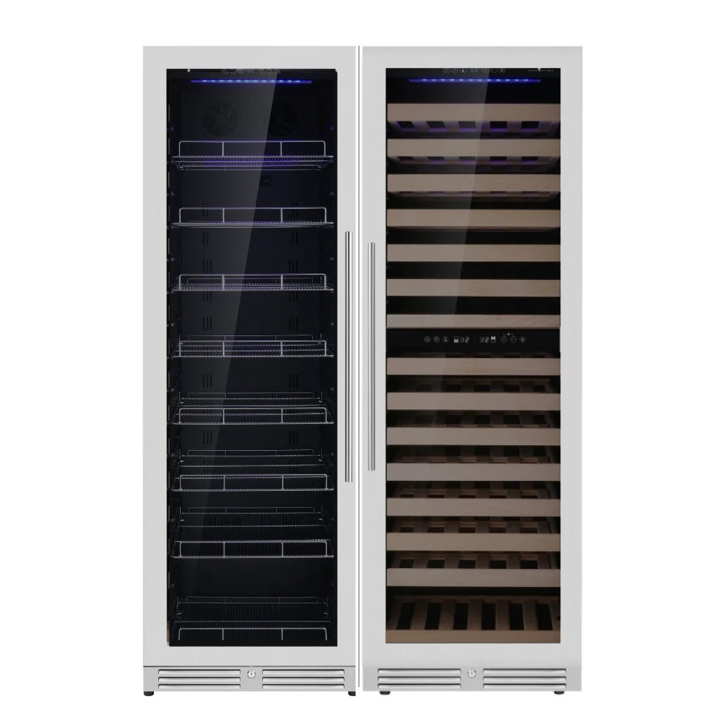 KingsBottle Upright Wine & Beverage cooler Combo With Low-E Glass Beverage Fridge  KBU425BW3-FG KBU425BW3-SS