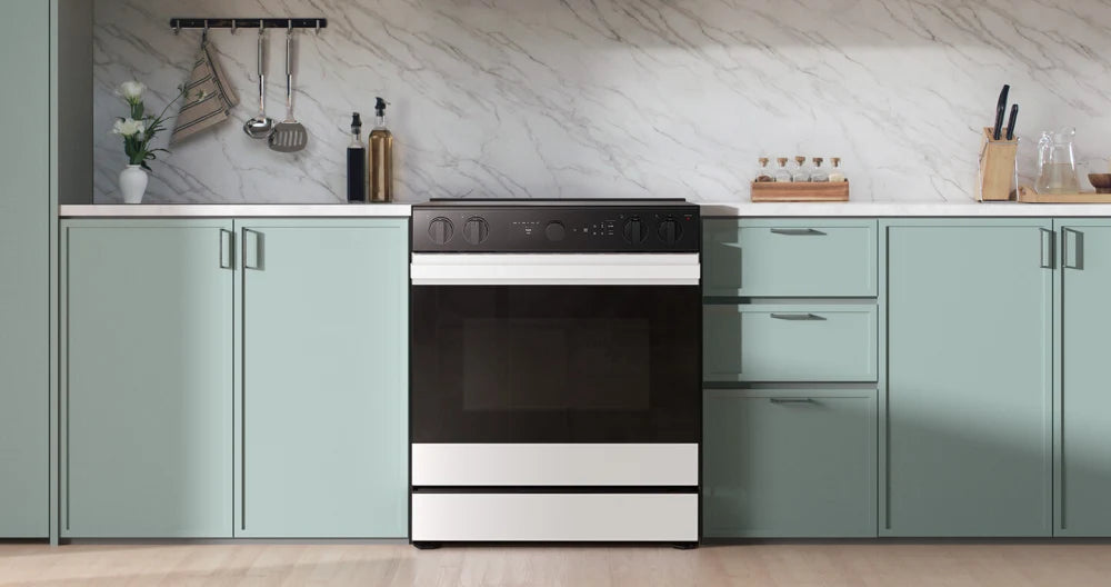 Bespoke 6.3 cu. ft. Smart Slide-In Electric Range with Air Sous Vide & Air Fry in White Glass