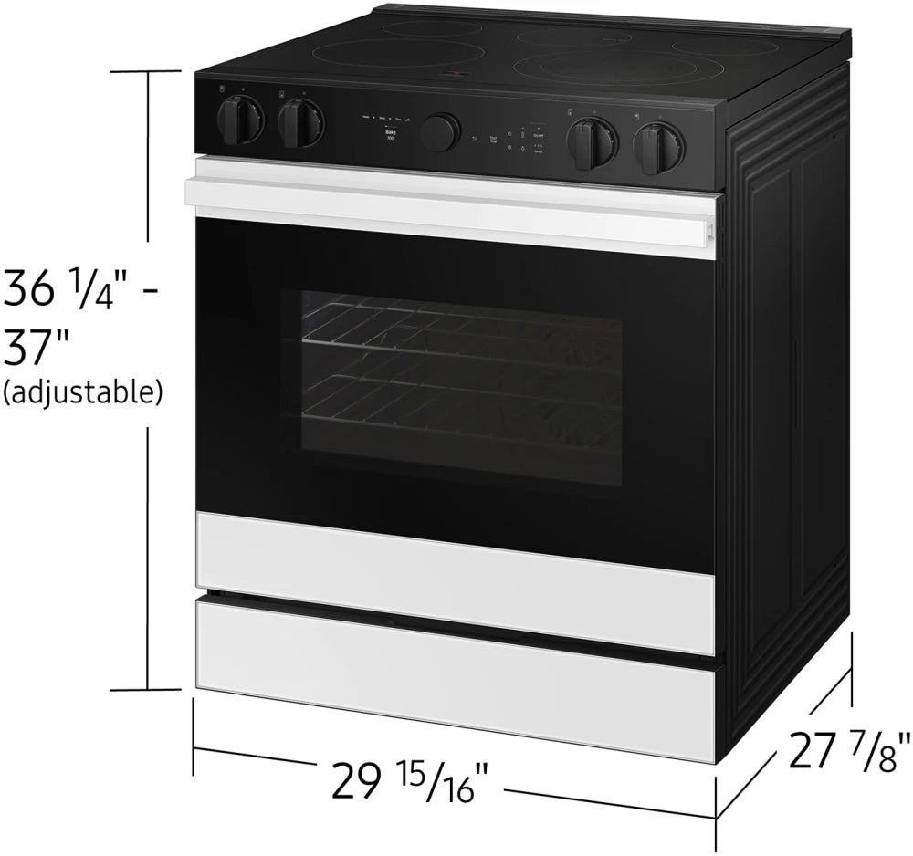 Bespoke 6.3 cu. ft. Smart Slide-In Electric Range with Smart Oven Camera & Illuminated Precision Knobs in White Glass