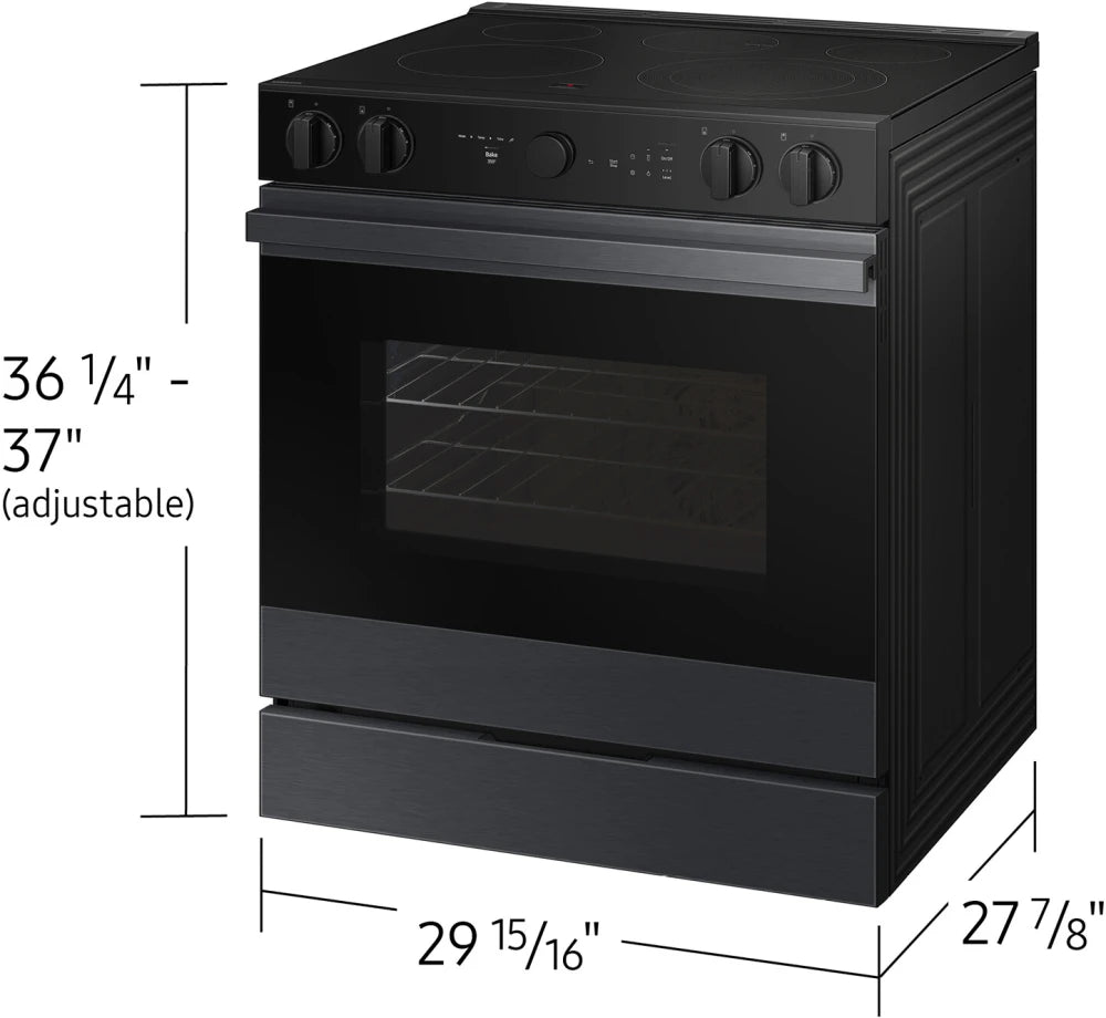 Bespoke 6.3 cu. ft. Smart Slide-In Electric Range with Air Sous Vide & Air Fry in Matte Black Steel
