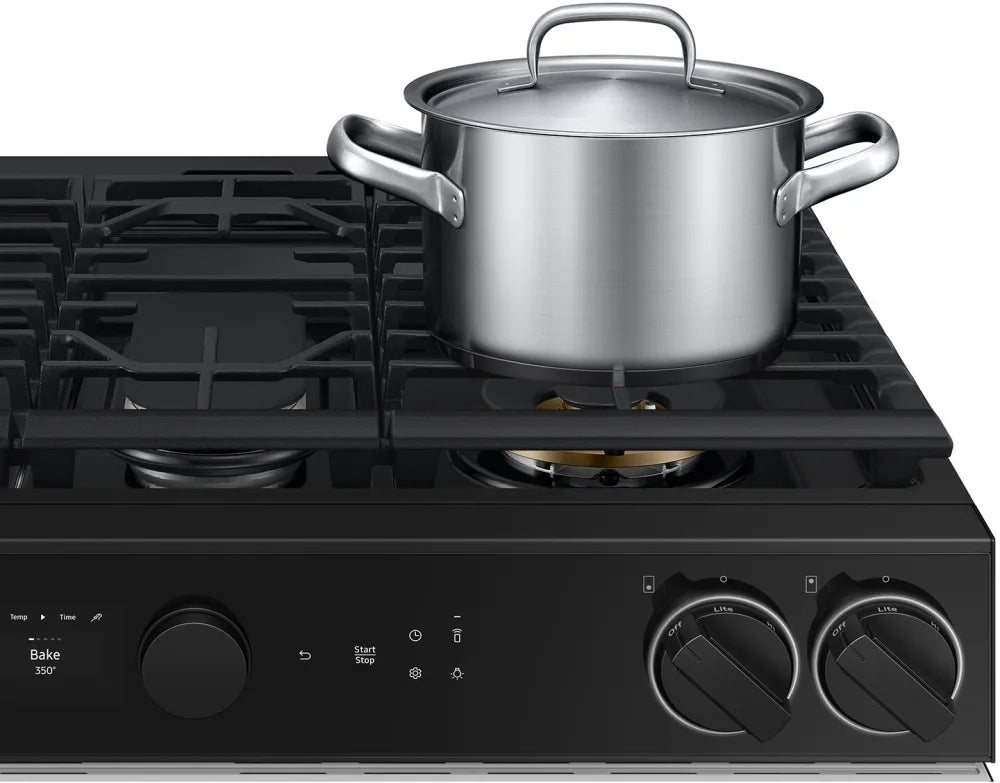 Bespoke 6.0 cu. ft. Smart Slide-In Gas Range with Smart Oven Camera & Illuminated Precision Knobs in White Glass