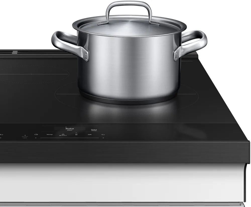 Bespoke 6.3 cu. ft. Smart Slide-In Induction Range with Ambient Edge Lighting™ & Air Sous Vide in White Glass