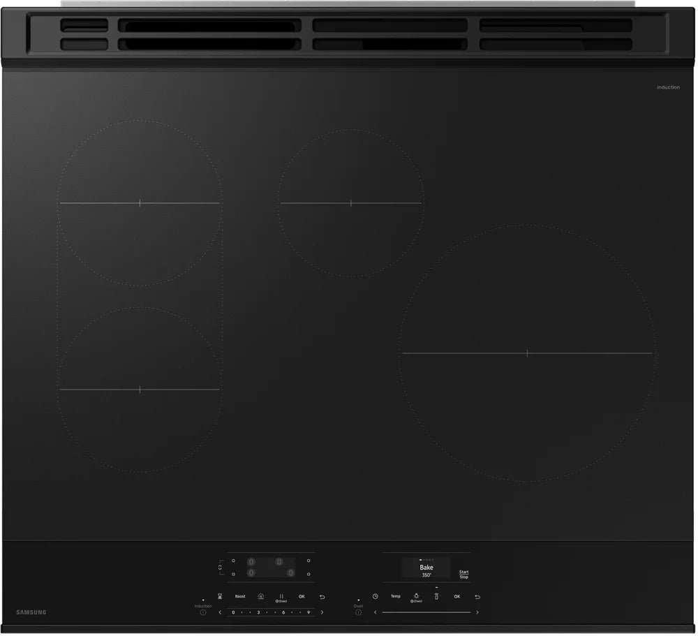 Bespoke 6.3 cu. ft. Smart Slide-In Induction Range with Ambient Edge Lighting™ & Air Sous Vide in White Glass