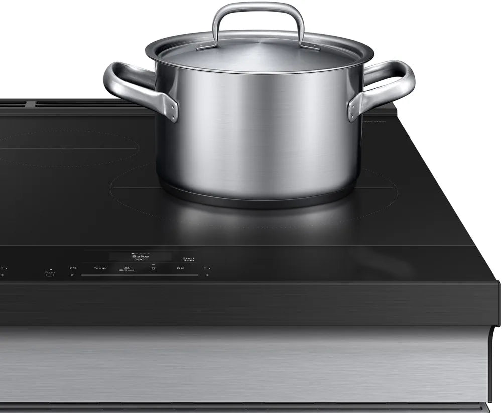 Bespoke 6.3 cu. ft. Smart Slide-In Induction Range with Ambient Edge Lighting™ & Air Sous Vide in White Glass