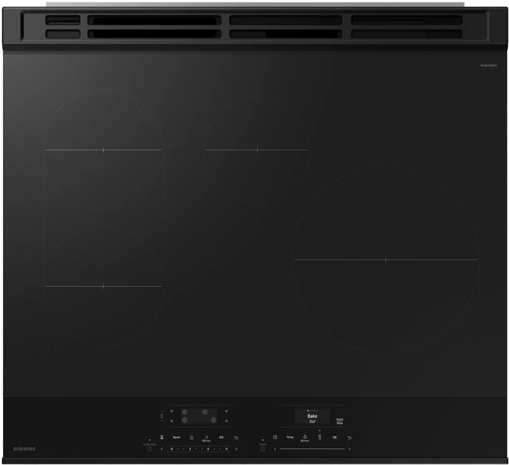 Bespoke 6.3 cu. ft. Smart Slide-In Induction Range with Ambient Edge Lighting™ & Air Sous Vide in White Glass
