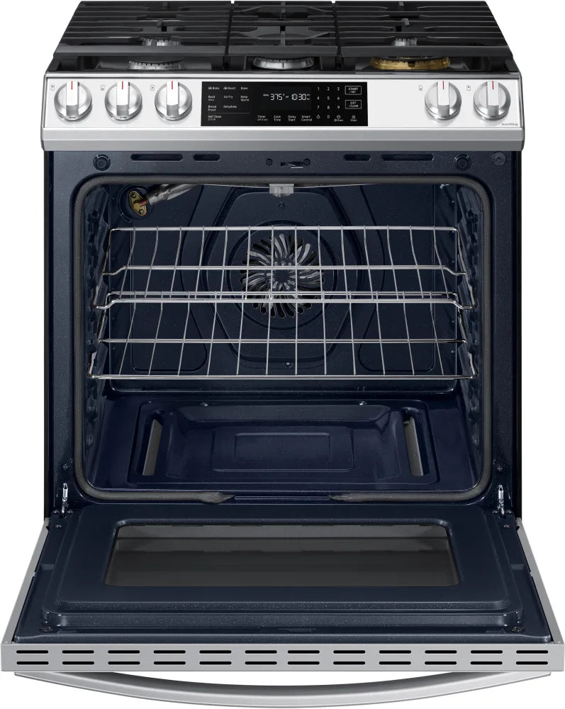 Bespoke 6.0 cu. ft. Smart Front Control Slide-In Gas Range with Air Fry & Wi-Fi in White Glass