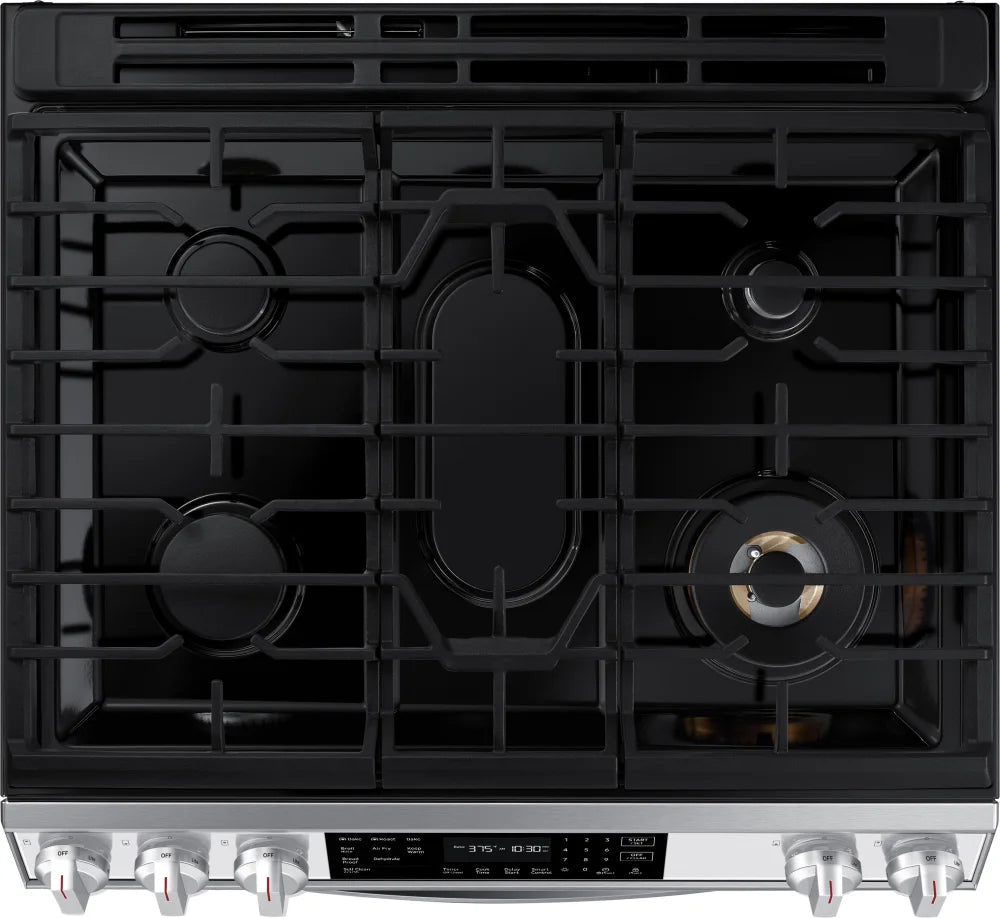 Bespoke 6.0 cu. ft. Smart Front Control Slide-In Gas Range with Air Fry & Wi-Fi in White Glass
