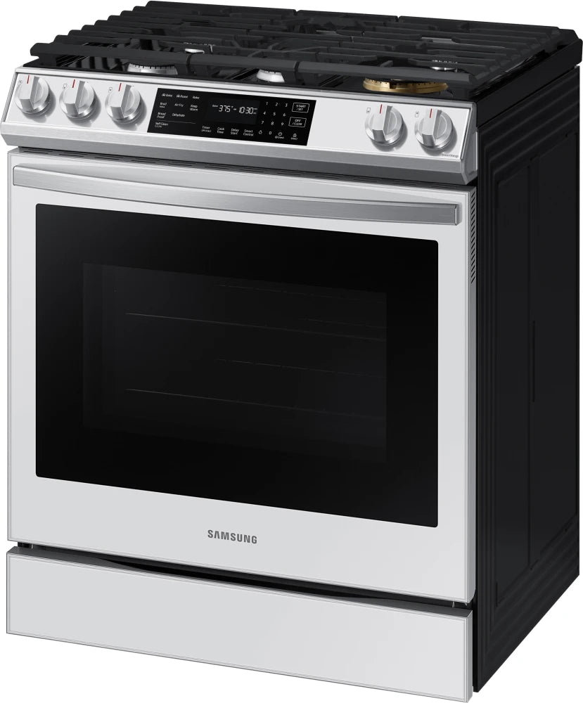 Bespoke 6.0 cu. ft. Smart Front Control Slide-In Gas Range with Air Fry & Wi-Fi in White Glass