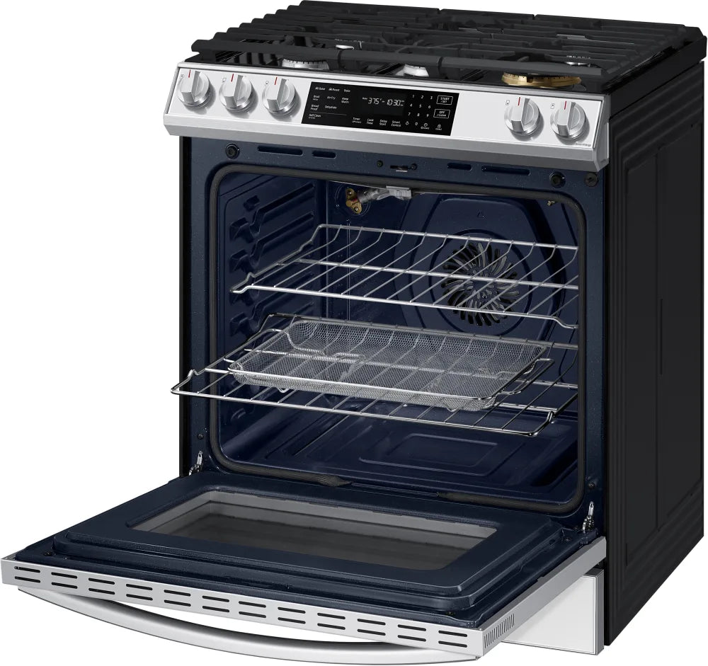 Bespoke 6.0 cu. ft. Smart Front Control Slide-In Gas Range with Air Fry & Wi-Fi in White Glass