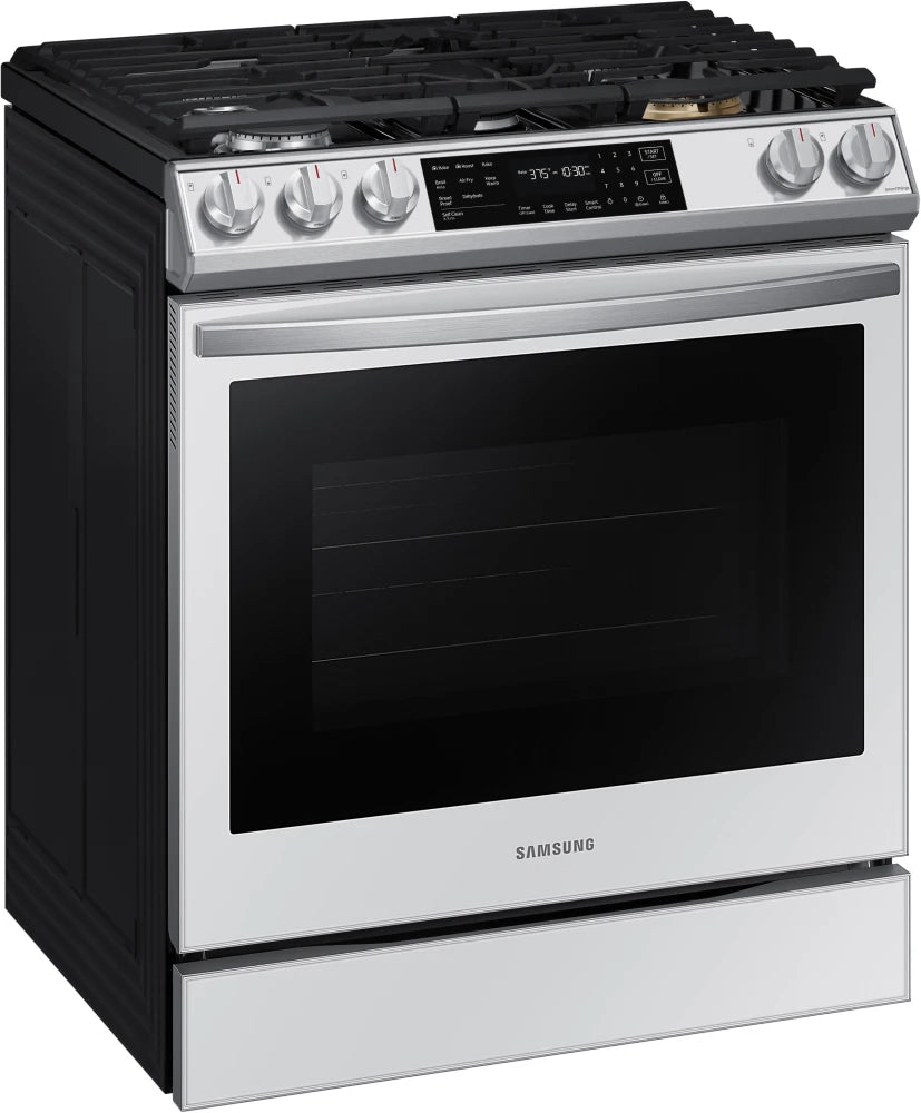 Bespoke 6.0 cu. ft. Smart Front Control Slide-In Gas Range with Air Fry & Wi-Fi in White Glass