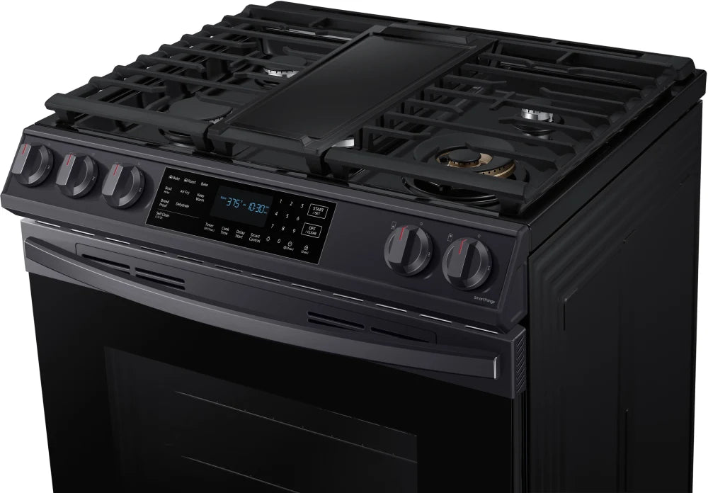 Bespoke 6.0 cu. ft. Smart Front Control Slide-In Gas Range with Air Fry & Wi-Fi in White Glass