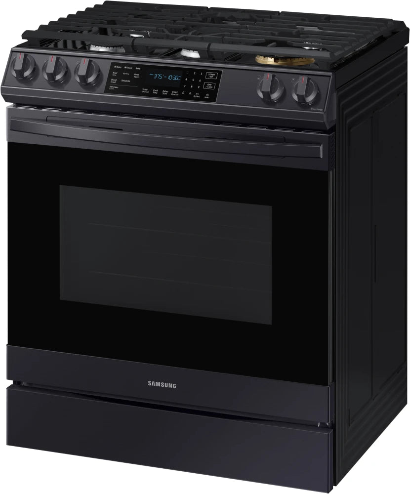 Bespoke 6.0 cu. ft. Smart Front Control Slide-In Gas Range with Air Fry & Wi-Fi in White Glass